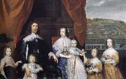 Cornelius Johnson Arthur,1st Baron Capel and his family Spain oil painting artist